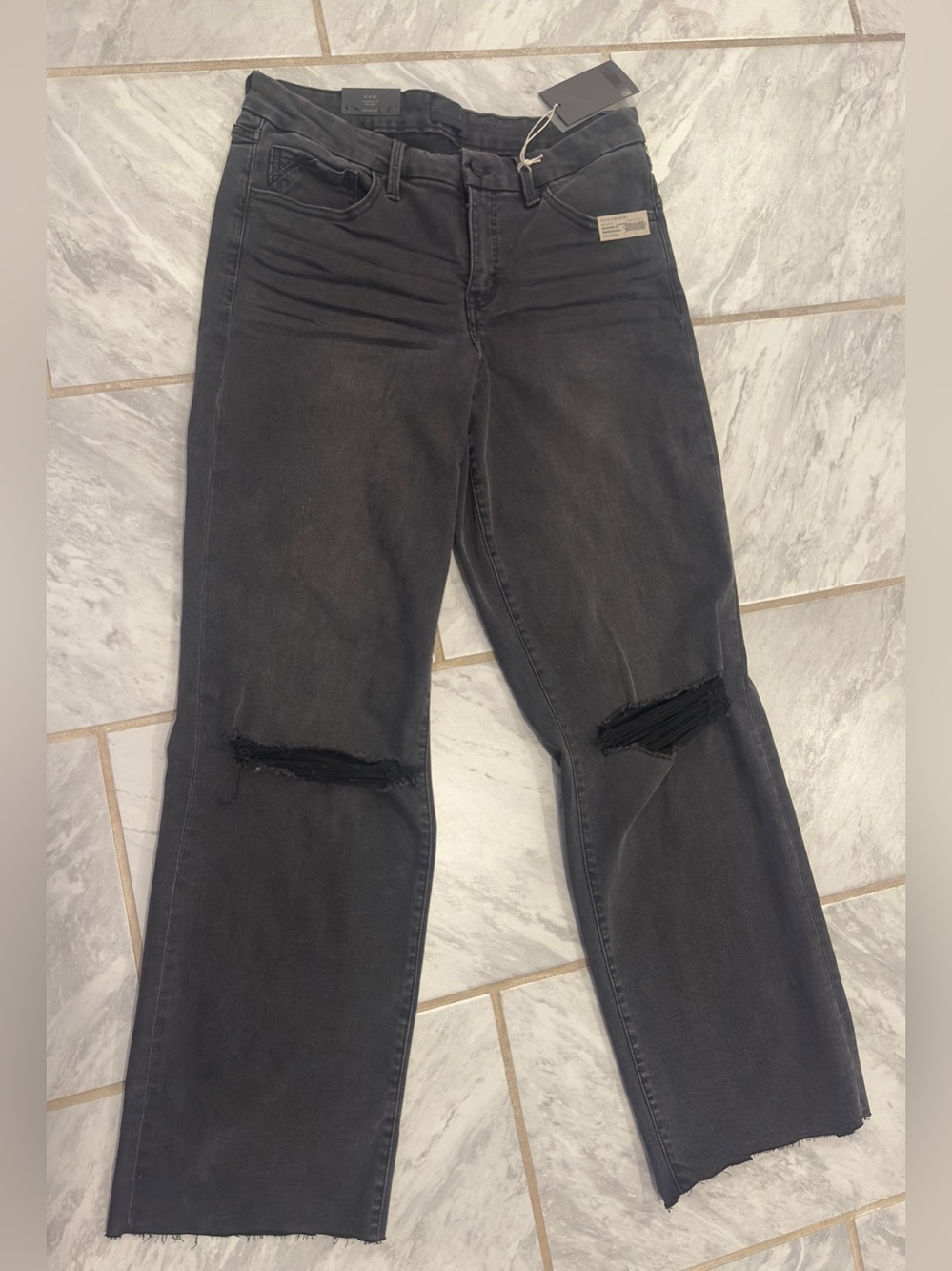 NWT Buckle Black Womens Wide Leg Distressed Jeans Size 31Wx32L Superior Stretch
